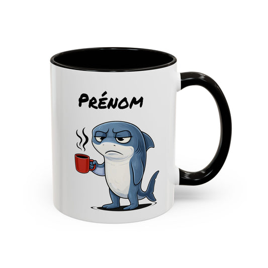 Mug Requin Fatigué Personnalisable 325ml – Tasse Café Humour Animal Drôle Mignon Réveil Difficile