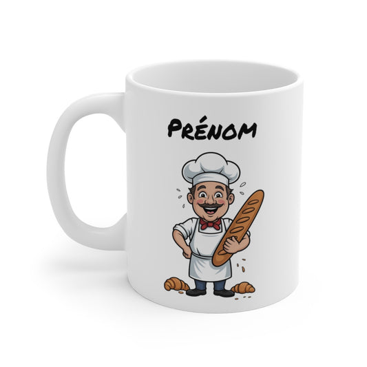 Mug Boulanger – Tasse Céramique 325ml avec Illustration Humoristique du Boulanger