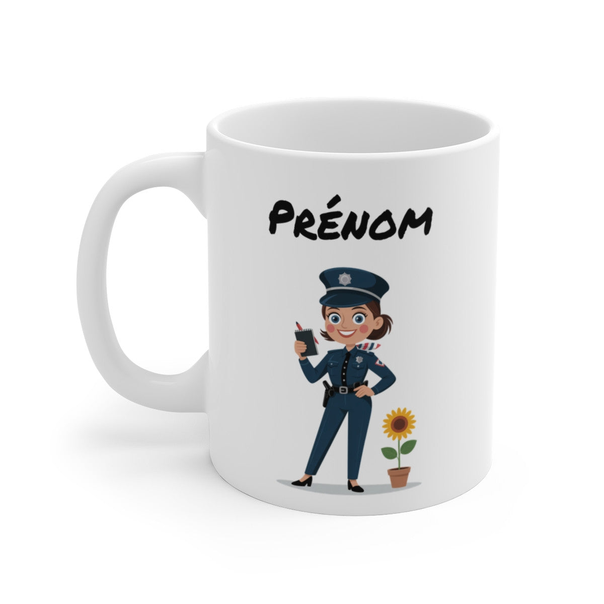Tasse Personnalisable Policière 325ml – Mug Céramique Cartoon avec Prénom – Cadeau Original