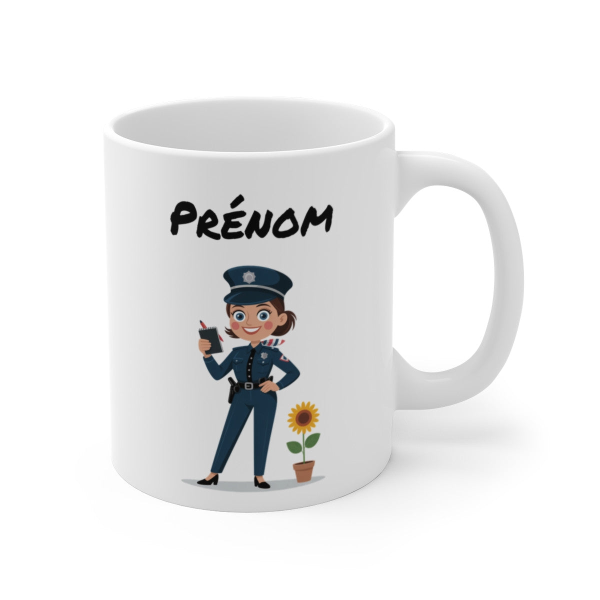 Tasse Personnalisable Policière 325ml – Mug Céramique Cartoon avec Prénom – Cadeau Original