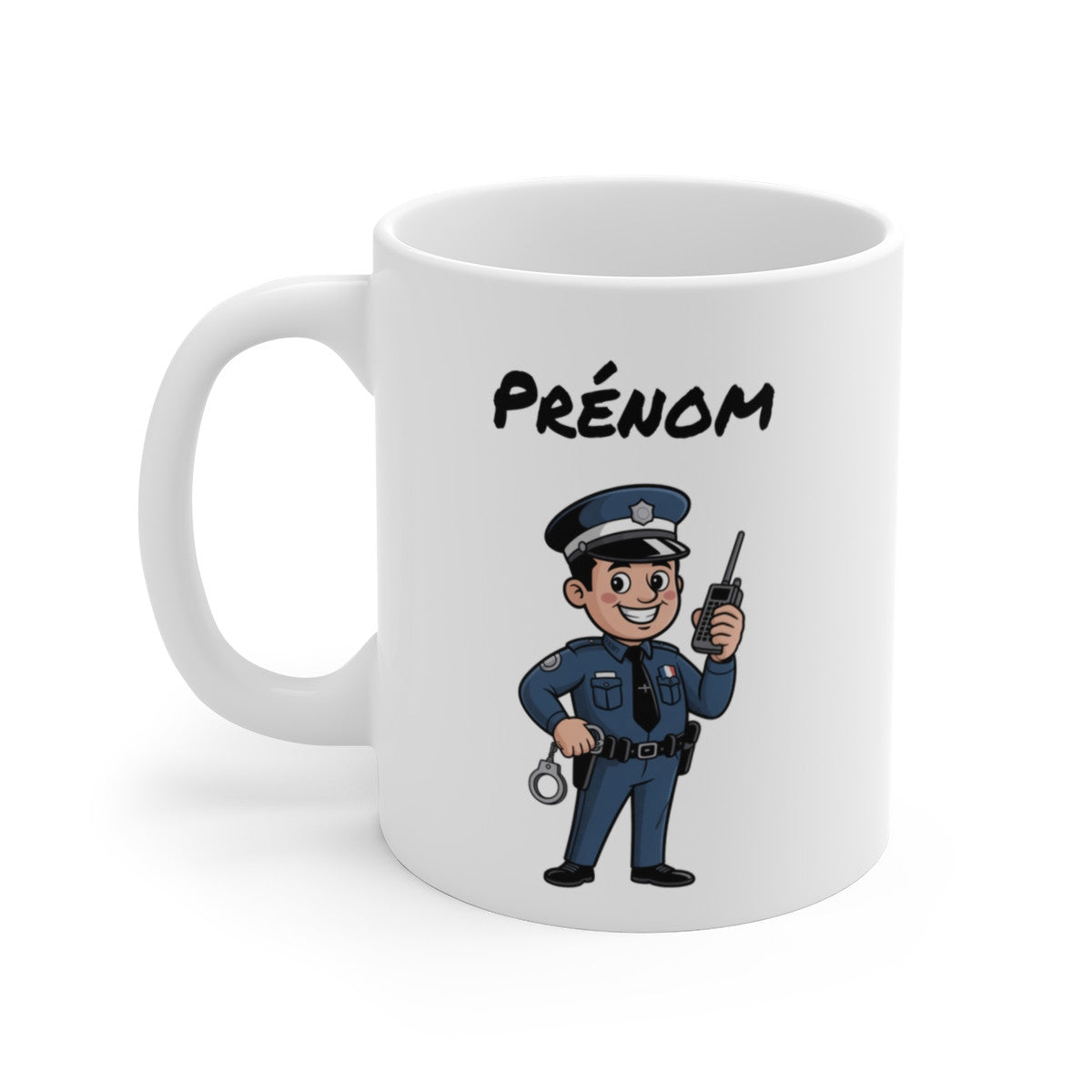 Tasse Personnalisable Policier 325ml – Mug Céramique Cartoon avec Prénom – Cadeau Original