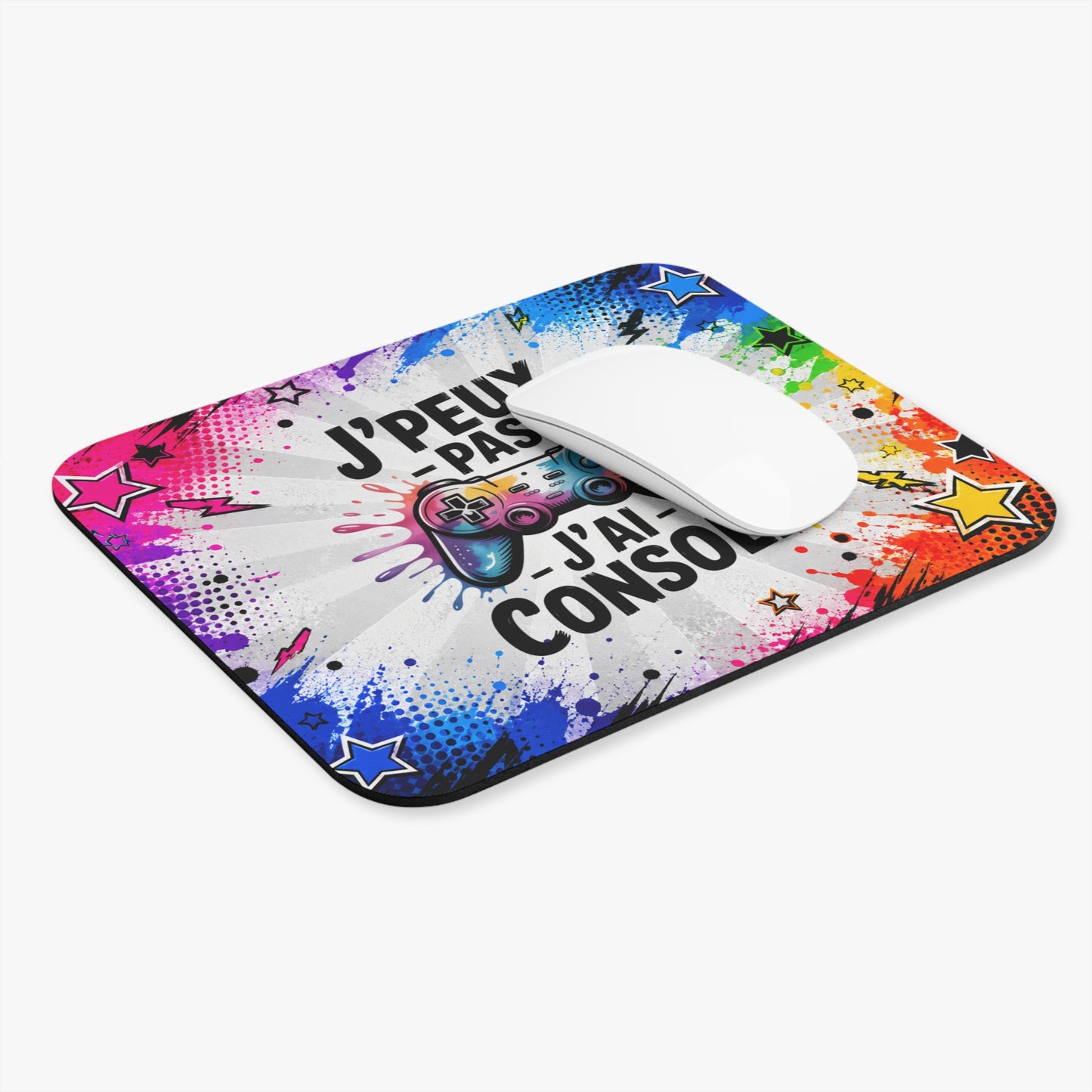 Tapis de Souris 22x18cm J'Peux Pas J'ai Console Humour Gamer Manette Gaming Cadeau Joueur Homme Femme Console Jeux Vidéo Bureau