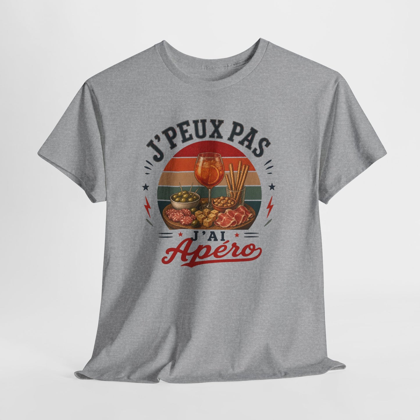 T-Shirt J’Peux Pas J’Ai Apéro – Tee Shirt Humour Convivial Vintage – Cadeau Ami Collègue Homme Femme