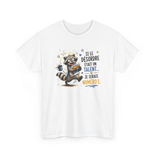 Tee-Shirt Humour Homme et Femme – Raton Laveur Drôle Désordre Bureau Travail – Idée Cadeau Original Collègue Anniversaire