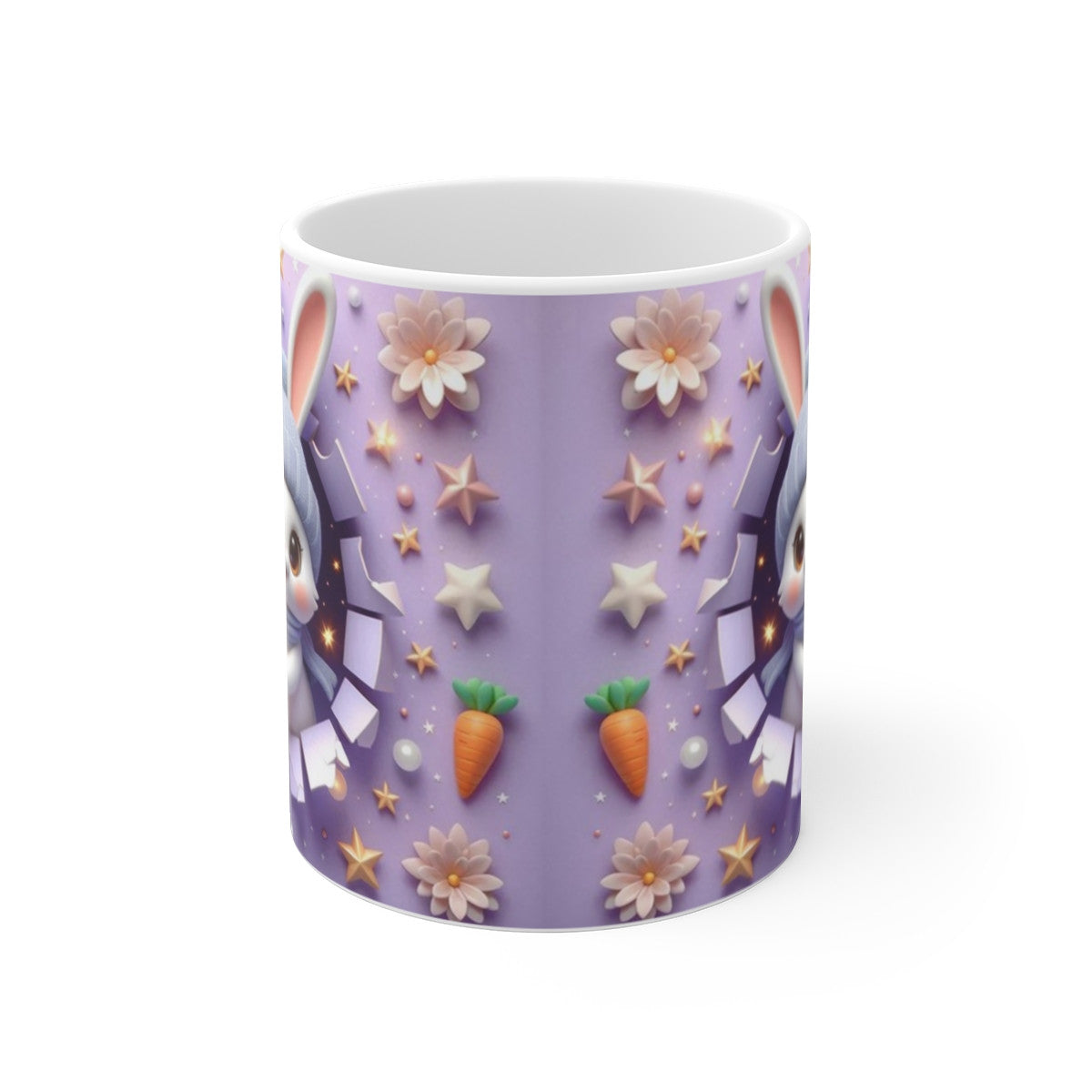 Tasse Lapin Mignon Bonnet Bleu – Mug Céramique 325ml – Cadeau Kawaii Pâques Anniversaire
