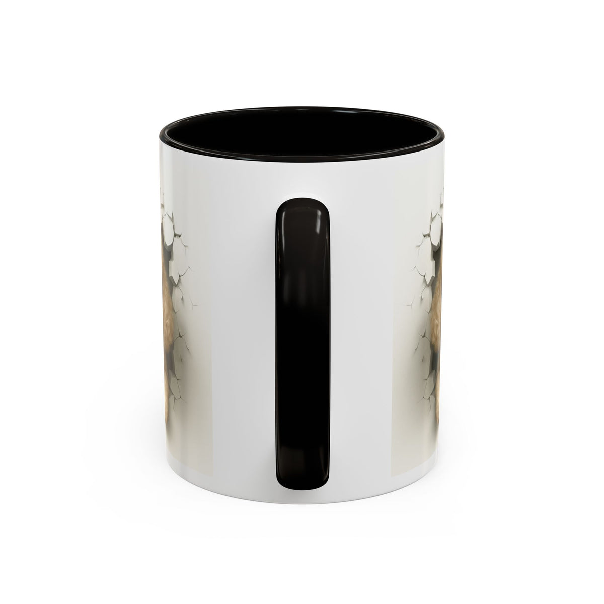 Mug Caniche Beige Effet Mur Cassé – Tasse Chien 3D Trompe-l’œil – Cadeau Original Amoureux des Caniches noir bleu rouge