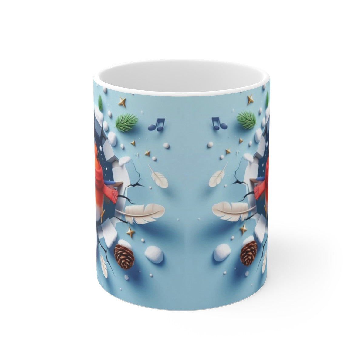 Tasse Rouge-Gorge Hiver – Mug Céramique 325ml – Cadeau Oiseau Noël Nature Festive