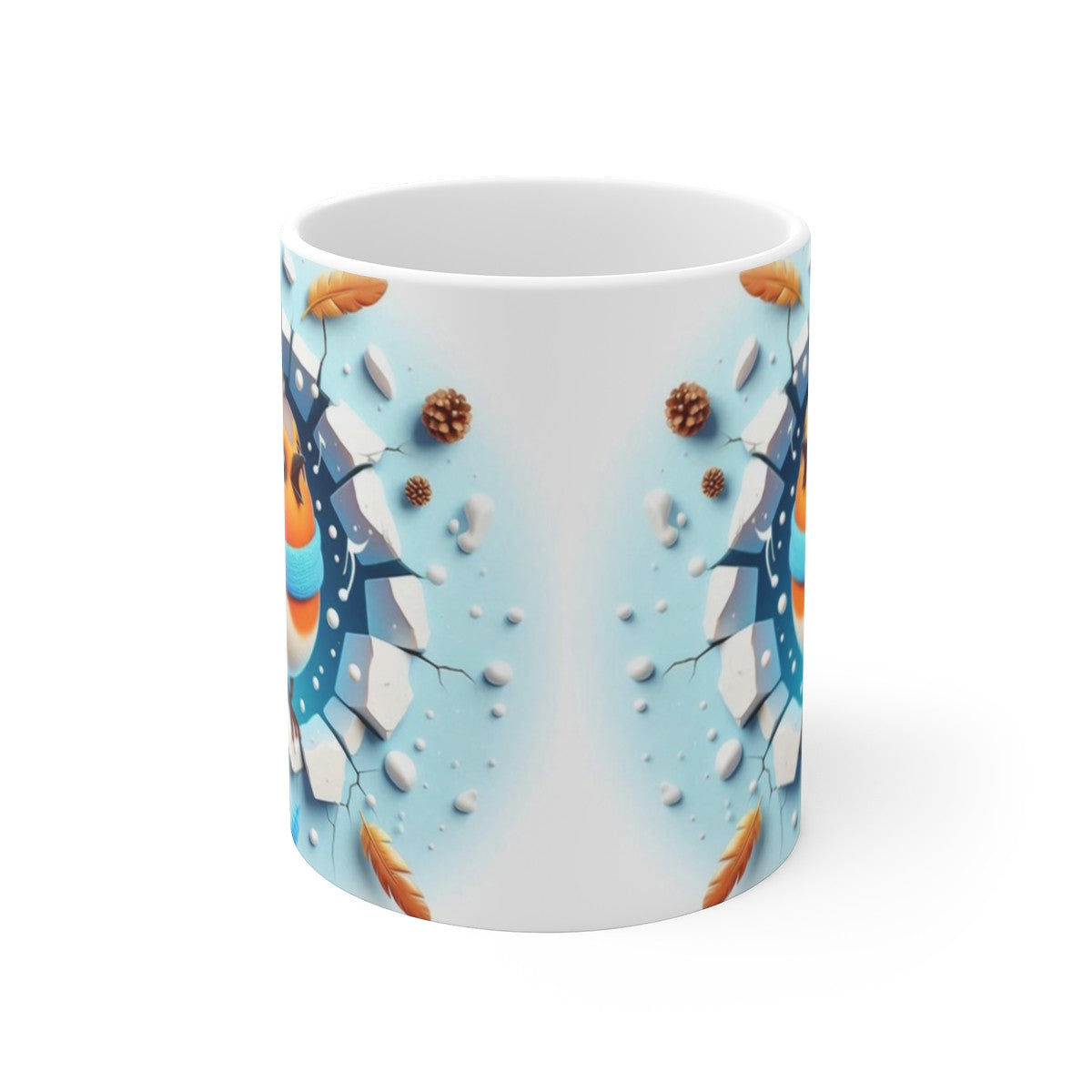 Tasse Rouge-Gorge Hiver – Mug Céramique 325ml – Cadeau Oiseau Noël Nature Poétique