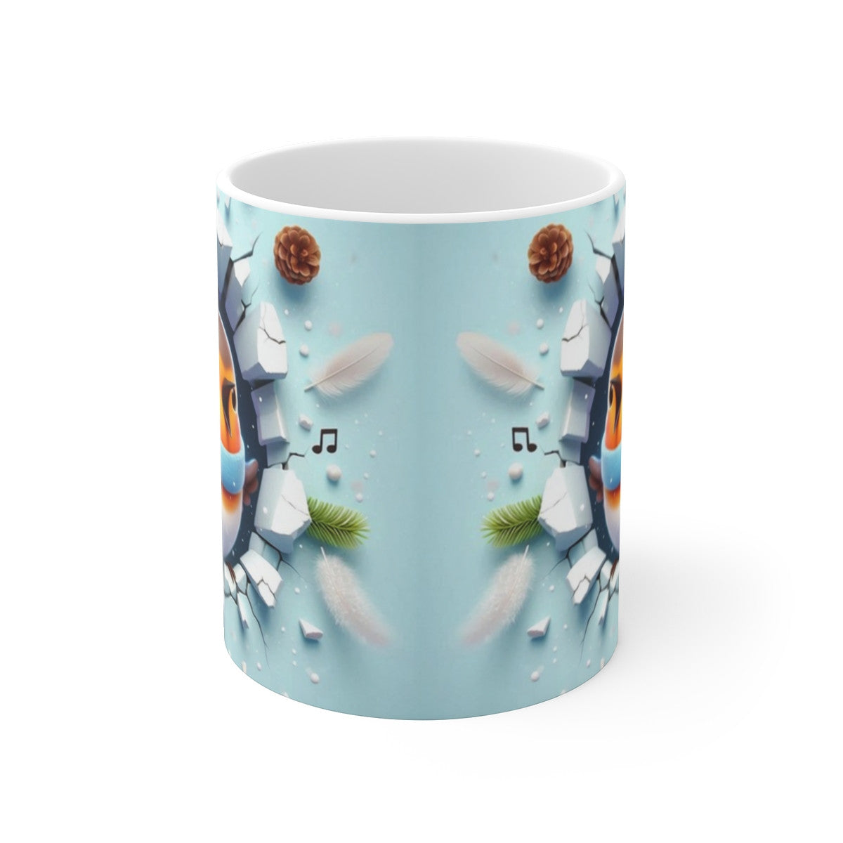 Tasse Rouge-Gorge Hiver Chantant – Mug Céramique 325ml – Cadeau Oiseau Noël Nature Festive