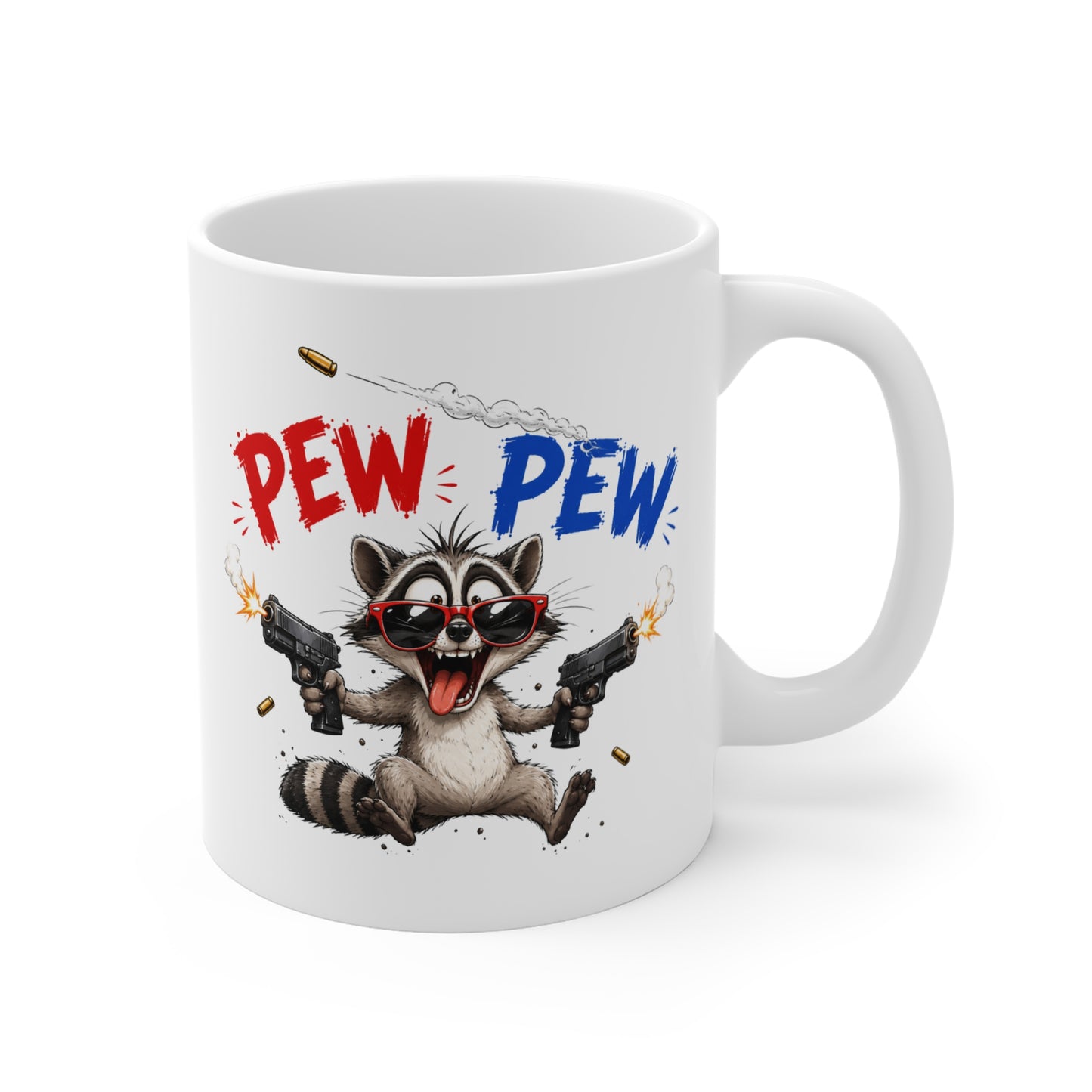 Tasse Pew Pew – Mug Raton Laveur Humour Geek Drôle – Cadeau Homme Femme 325 ml