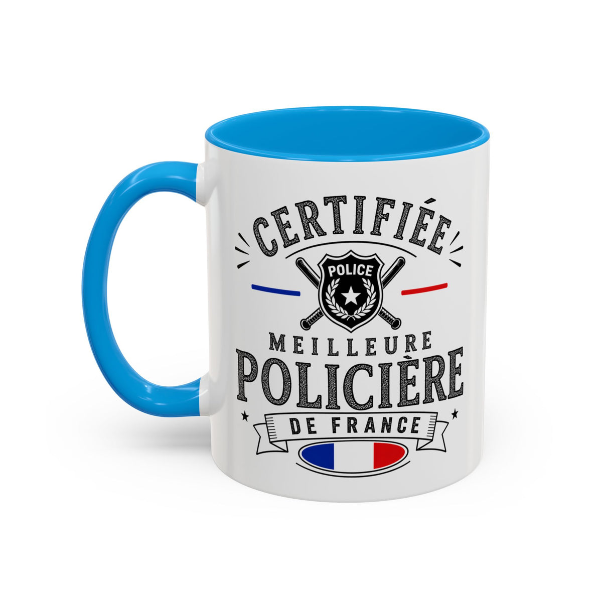 Mug Policière Femme – Certifiée Meilleure Policière de France – Tasse Métier Police – Cadeau Original Femme Policière