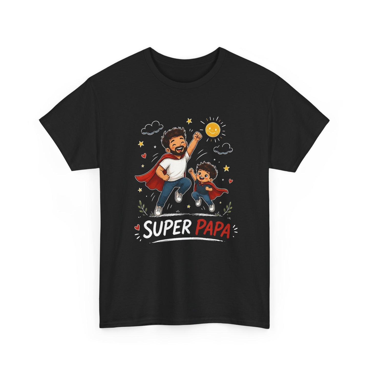 Tee-Shirt Super Papa – Cadeau Fête des Pères – Papa Héros avec Fils – Tee-Shirt Homme Amour Famille Père Enfant