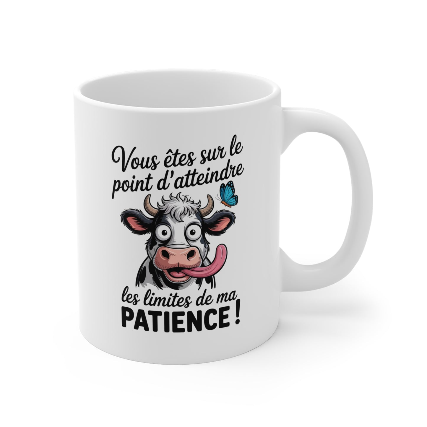 Tasse Vache Humoristique – Limites De Ma Patience – Mug Animal Drôle – Cadeau Humour 325ml