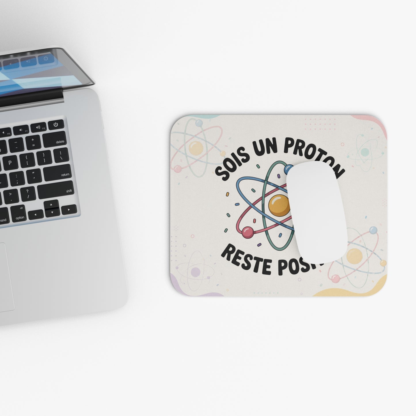 Tapis de Souris 22x18cm Humour Science Sois un Proton Reste Positif Cadeau Homme Femme Physique Chimie Bureau