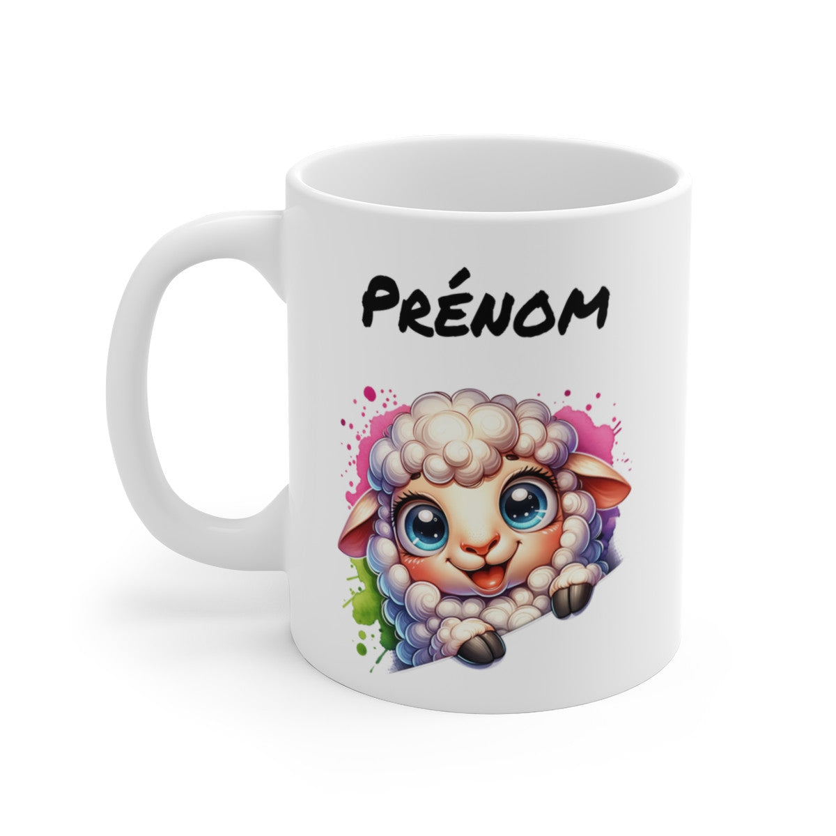 Tasse Personnalisable Agneau Mignon – Mug Prénom Illustration Colorée – Cadeau Animal Doux Bohème 325ml