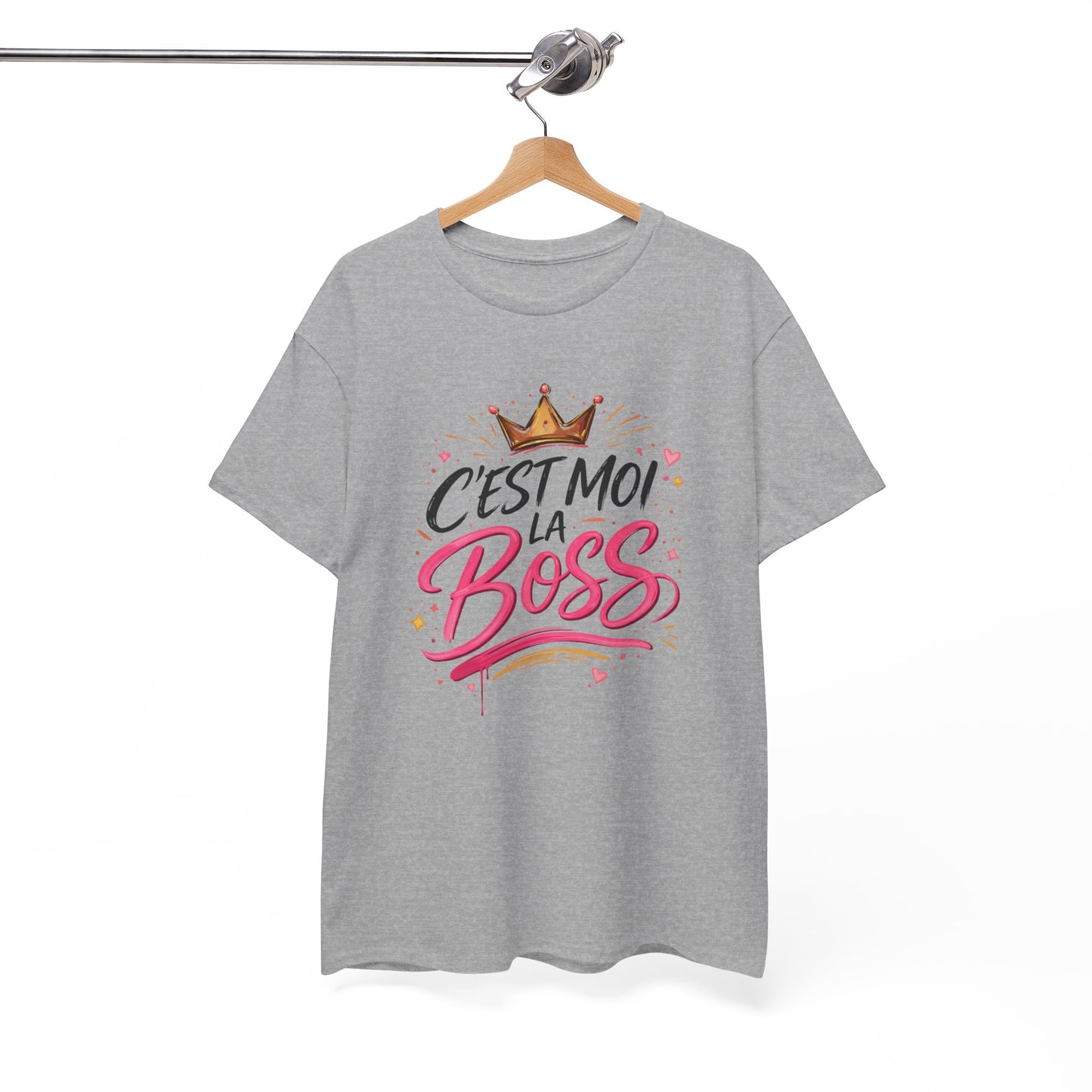 T-Shirt Femme "C’est Moi la Boss" – Design Couronne Rose – Tee-Shirt Humoristique Confiance Girl Power