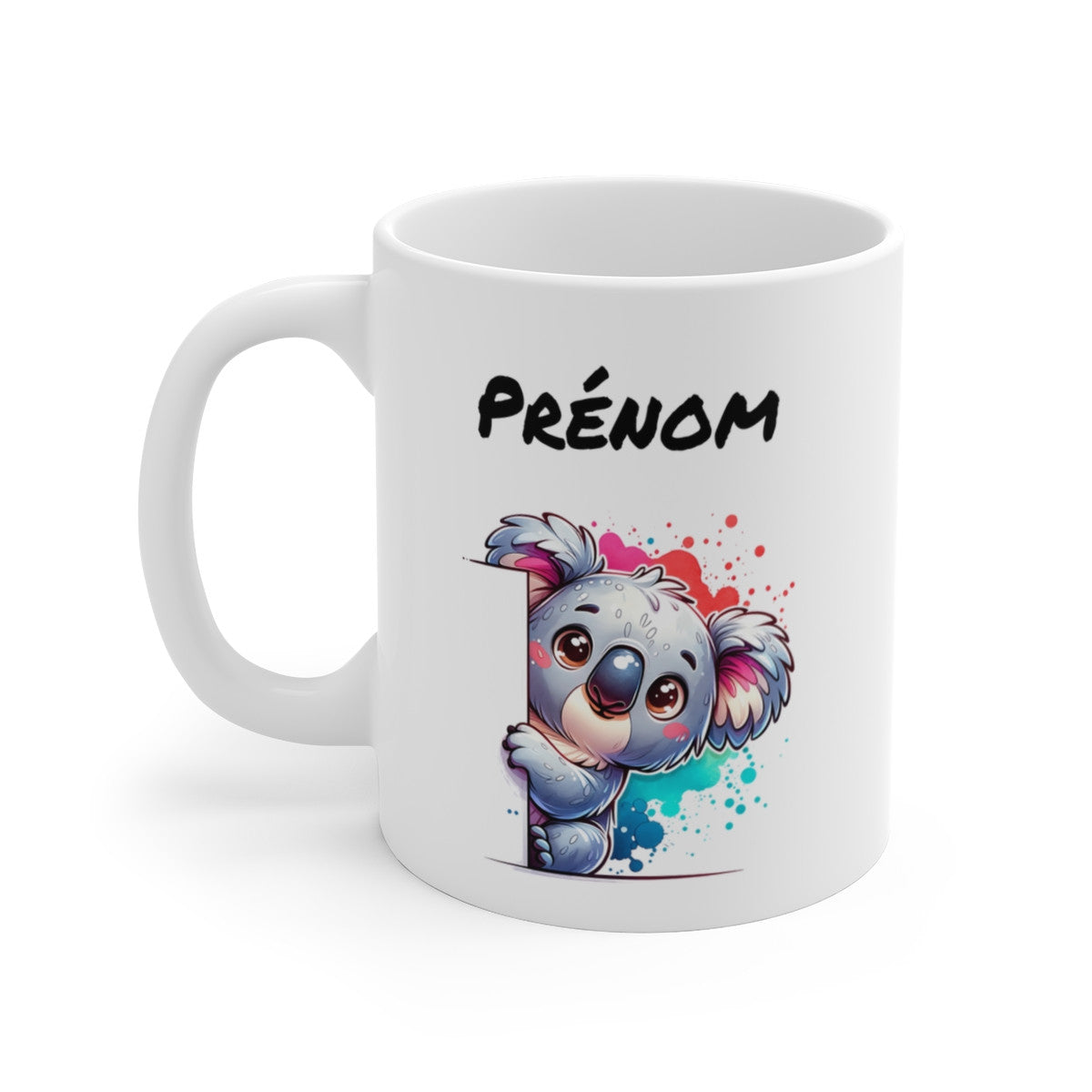 Tasse Personnalisable Koala Mignon – Mug Prénom Illustration Colorée – Cadeau Animal Australien Doux 325ml