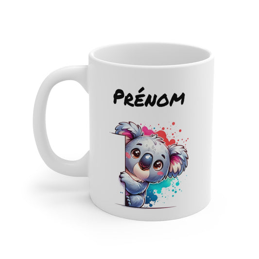 Tasse Personnalisable Koala Mignon – Mug Prénom Illustration Colorée – Cadeau Animal Australien Doux 325ml