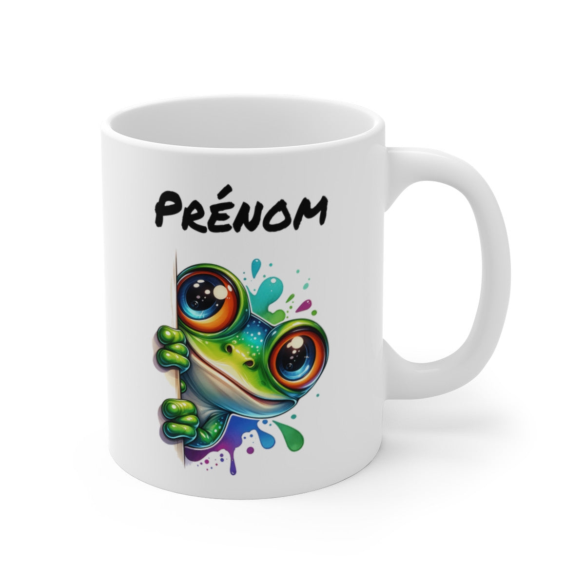 Tasse Personnalisable Grenouille Mignonne – Mug Prénom Illustration Colorée – Cadeau Animal Tropical Rigolo 325ml