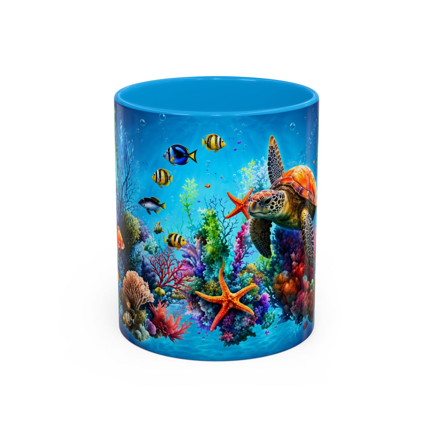 Tasse Tortue Marine Océan Tropical – Mug Fonds Marins Colorés et Poissons Exotiques – Cadeau Mer 325ml