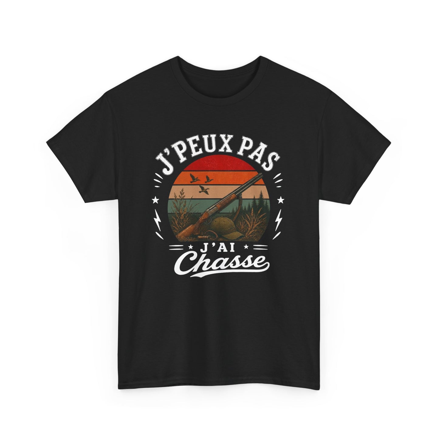 T-Shirt J’Peux Pas J’Ai Chasse – Tee Shirt Humour Chasseur Vintage – Cadeau Passion Nature Homme