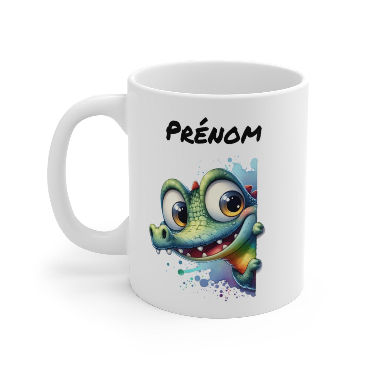Tasse Personnalisable Crocodile Mignon – Mug Prénom Illustration Colorée – Cadeau Animal Rigolo Jungle 325ml