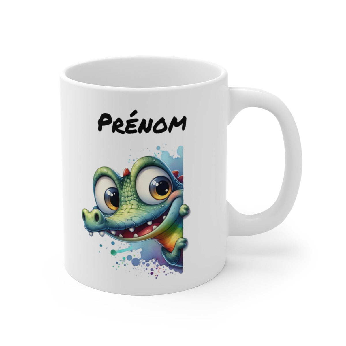 Tasse Personnalisable Crocodile Mignon – Mug Prénom Illustration Colorée – Cadeau Animal Rigolo Jungle 325ml