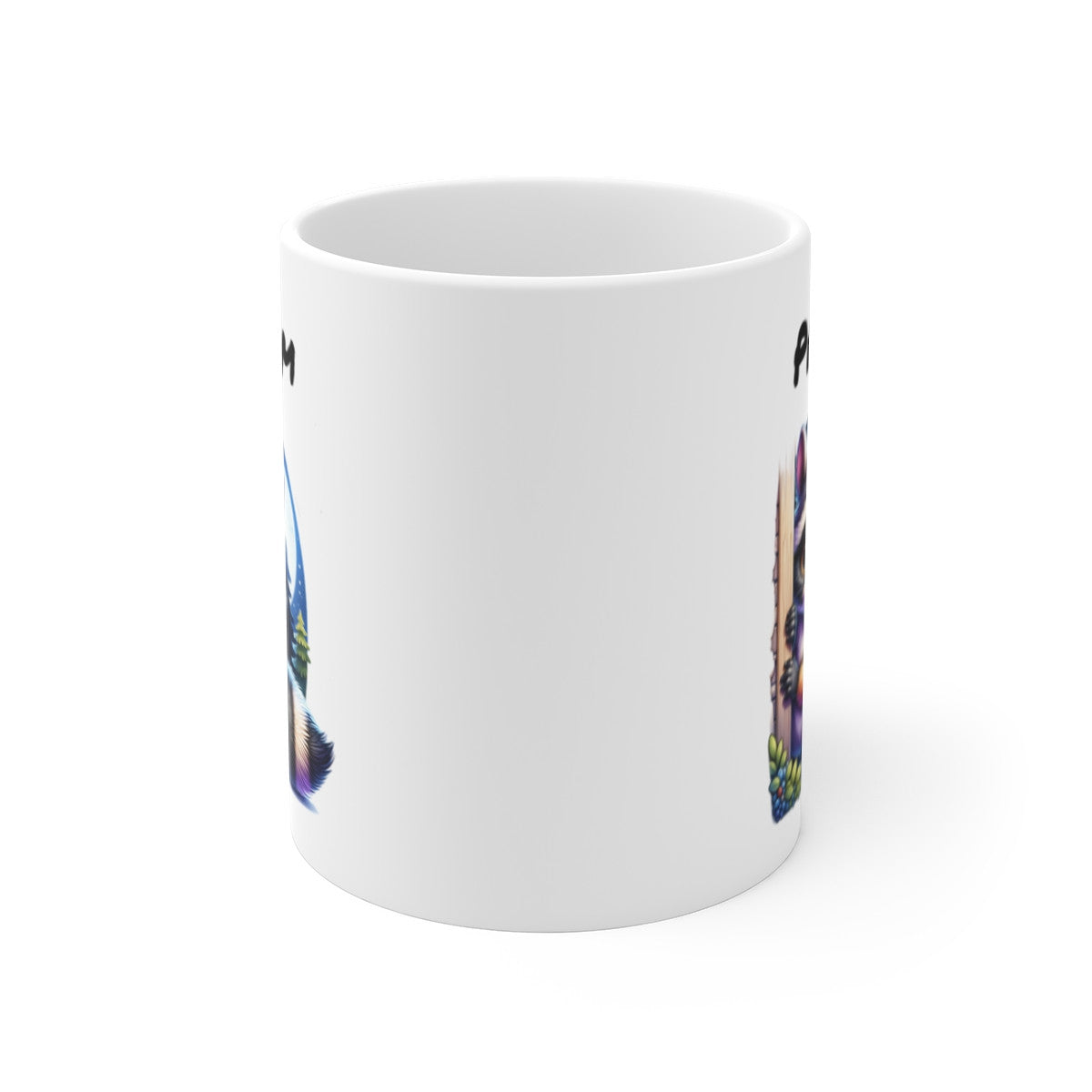 Tasse Personnalisable Raton Laveur – Mug Prénom Illustration Nocturne Forêt – Cadeau Animal Mignon Nature 325ml