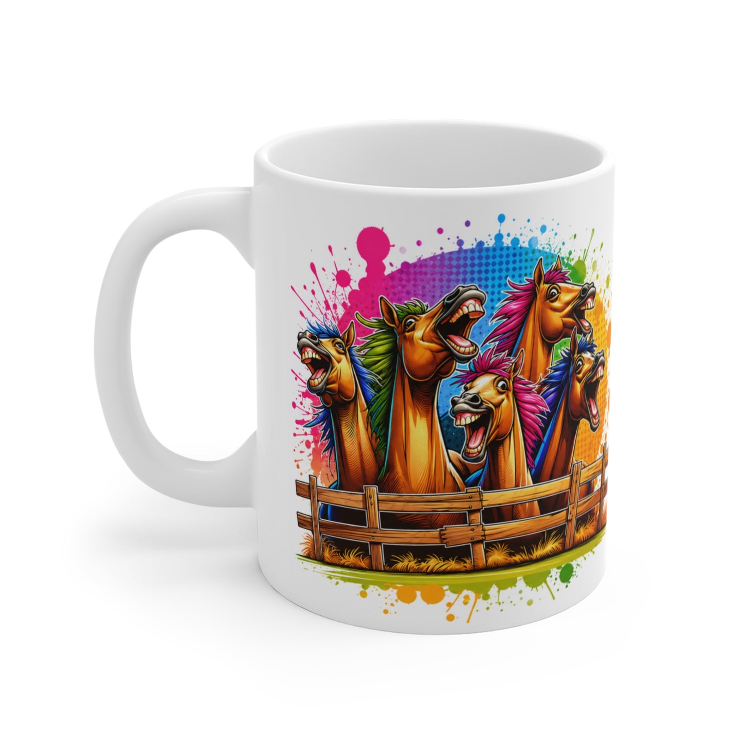 Tasse Chevaux Rigolos Colorés – Mug Humour Équitation Pop Art – Cadeau Cavalier Homme Femme 325ml