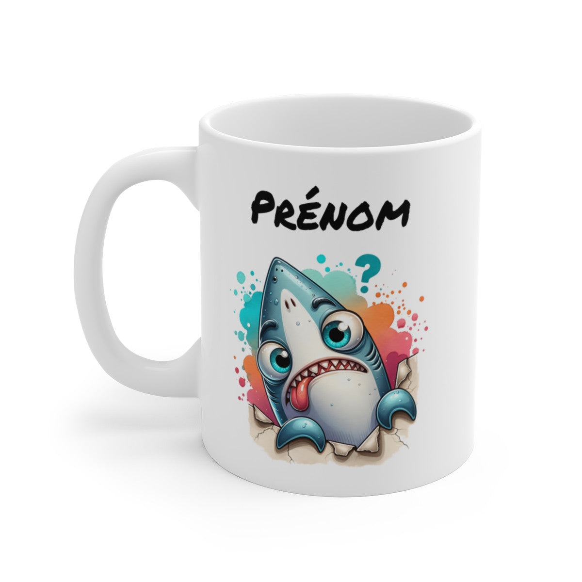 Tasse Personnalisable Requin Drôle – Mug Prénom Animal Marin Coloré – Cadeau Original Océan Humour 325ml