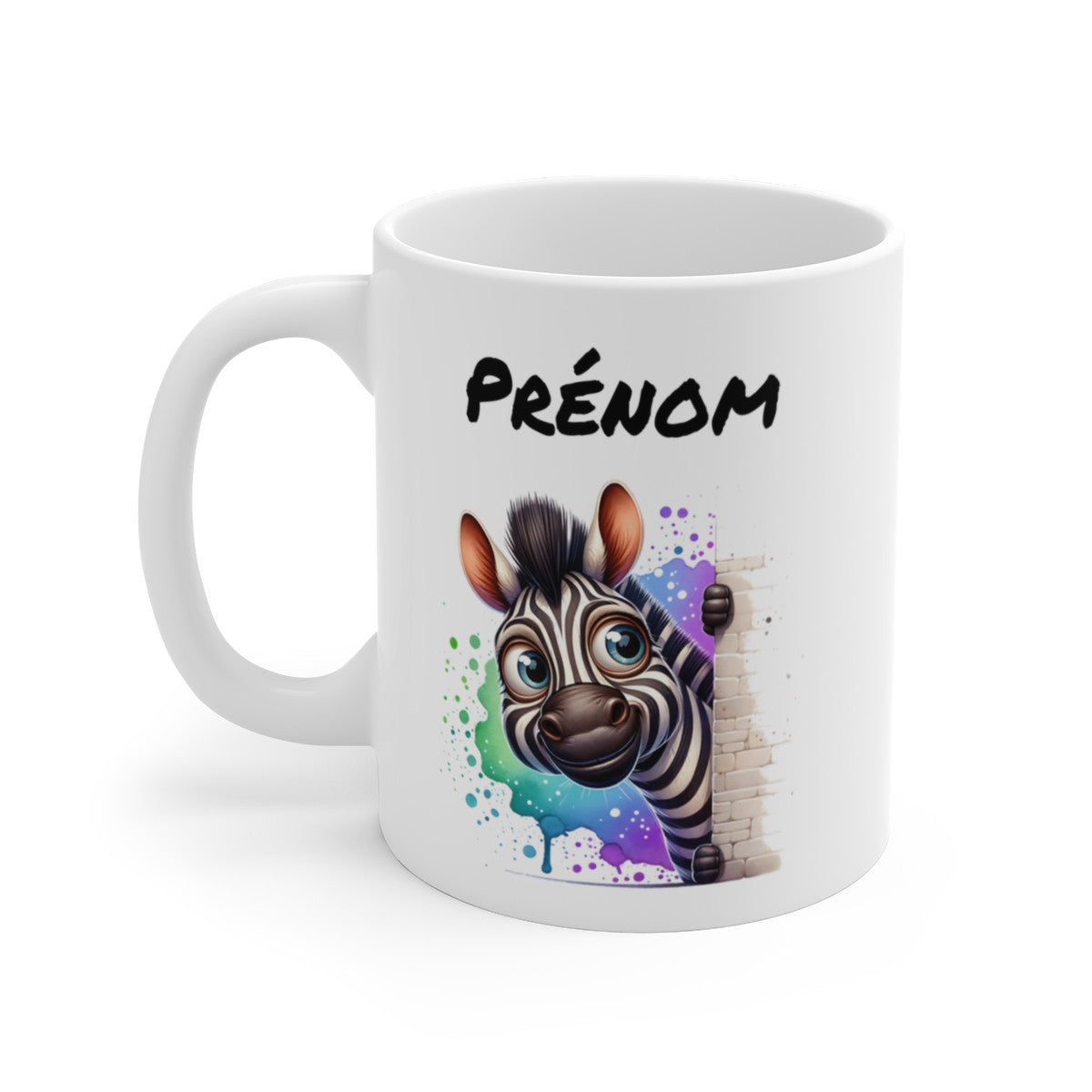 Tasse Personnalisable Zèbre Rigolo – Mug Prénom Animal de la Savane – Cadeau Original Safari 325ml