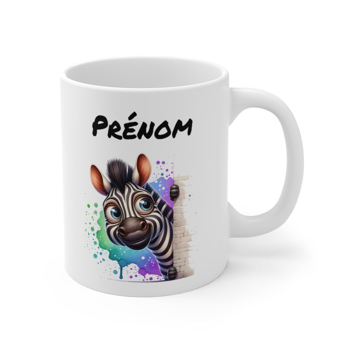 Tasse Personnalisable Zèbre Rigolo – Mug Prénom Animal de la Savane – Cadeau Original Safari 325ml