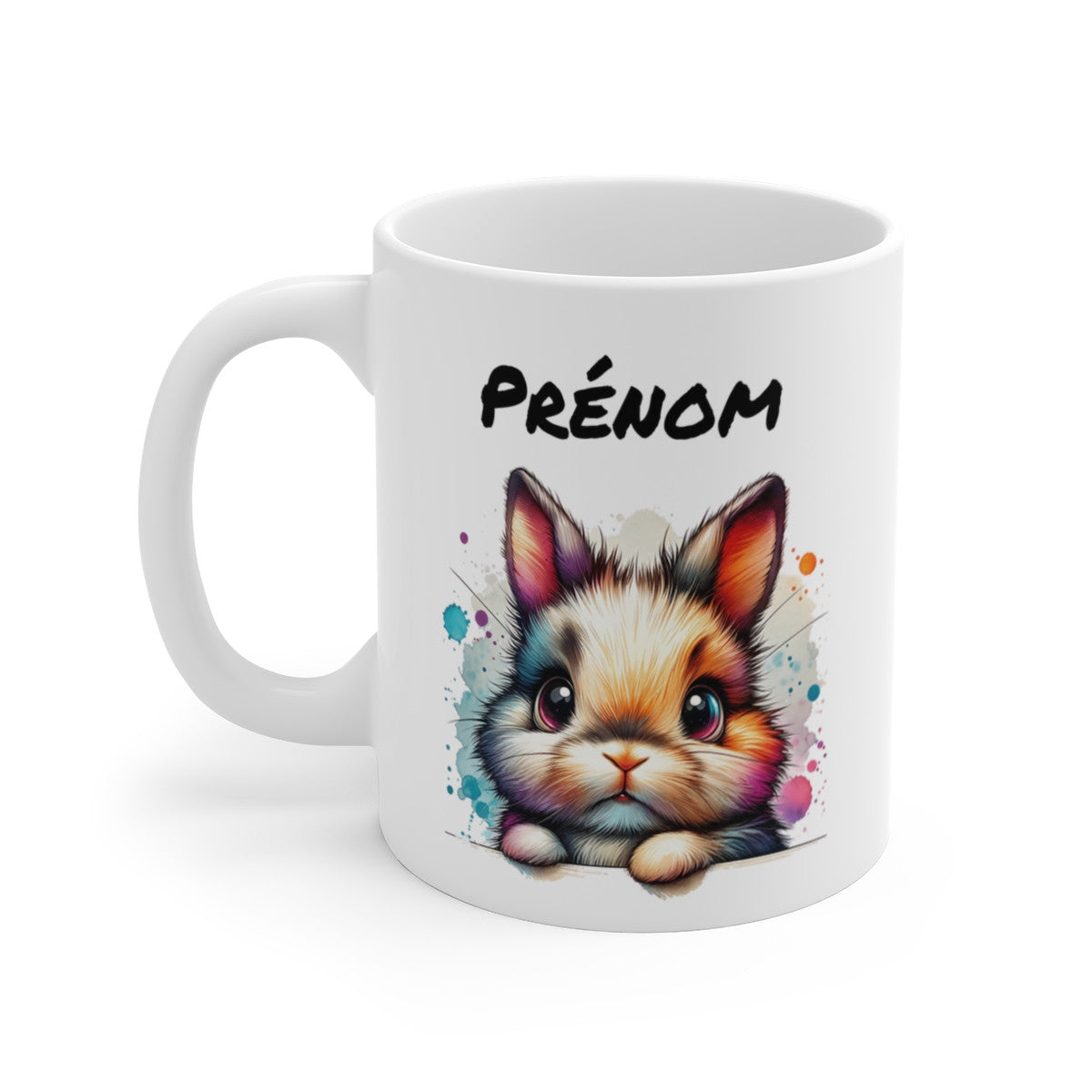 Tasse Personnalisable Lapin Mignon – Mug Prénom Animal de Compagnie – Cadeau Original 325ml