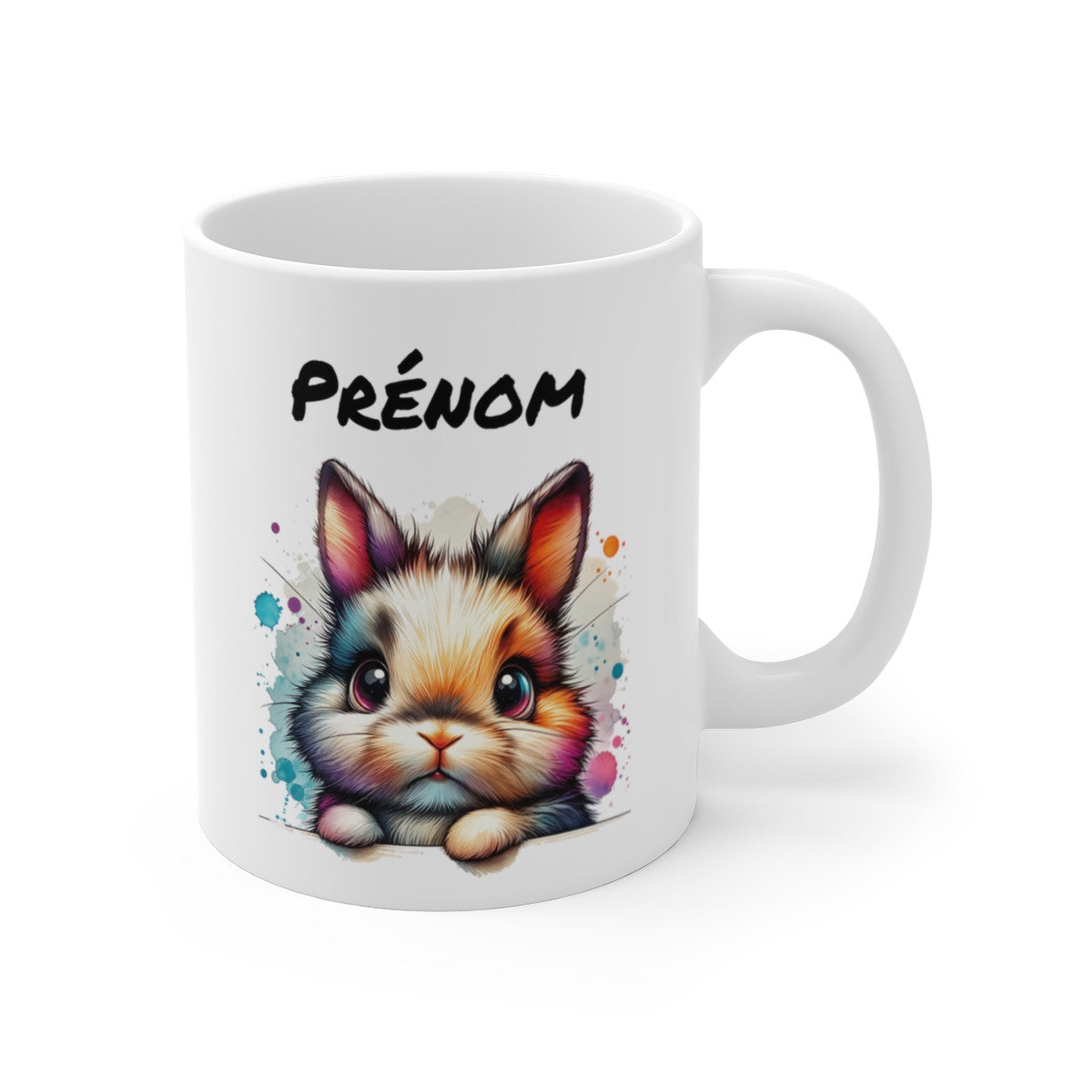 Tasse Personnalisable Lapin Mignon – Mug Prénom Animal de Compagnie – Cadeau Original 325ml