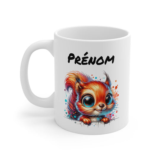 Tasse Personnalisable Écureuil Mignon – Mug Prénom Animal Rigolo – Cadeau Original 325ml