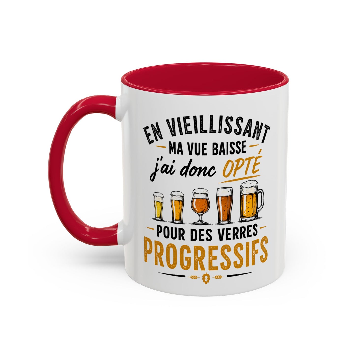 Mug Humour Bière et Vieillesse – En Vieillissant J’Avance à Mon Rythme Opté Houblon Progressif – Cadeau Drôle 325ml