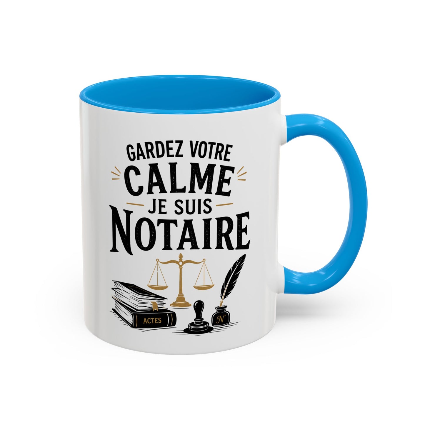 Mug Notaire – Tasse Humour Métier Justice Droit – Idée Cadeau Original Profession Juridique Homme et Femme Noir Bleu Rouge