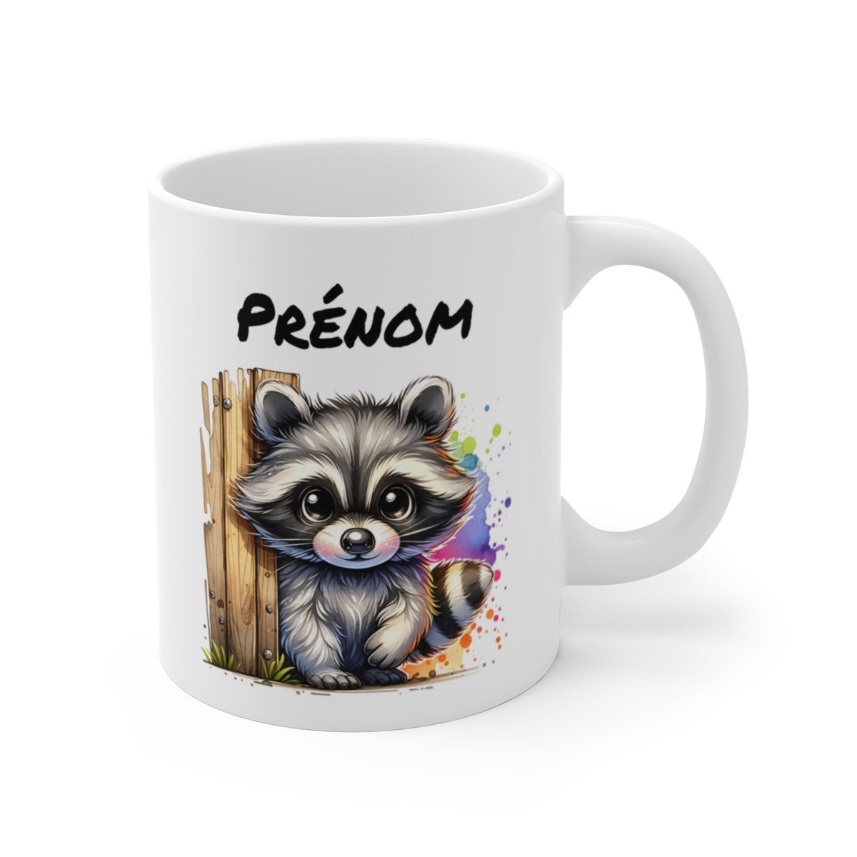 Tasse Personnalisable Raton Laveur Mignon – Mug Prénom Animal Rigolo – Cadeau Original 325ml
