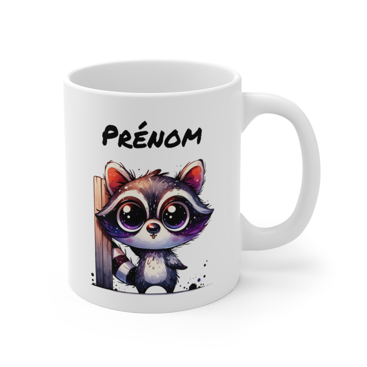 Tasse Personnalisable Raton Laveur Kawaii – Mug Prénom Animal Forêt – Cadeau Original 325ml