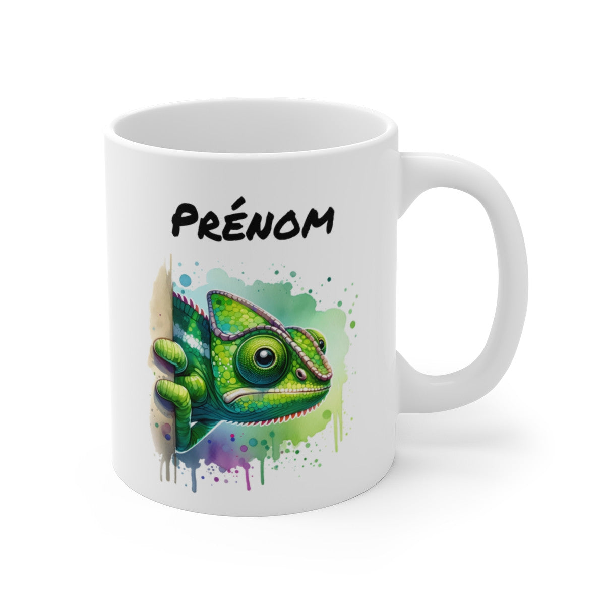 Tasse Caméléon Coloré Personnalisable – Mug Kawaii avec Prénom – Cadeau Original 325ml