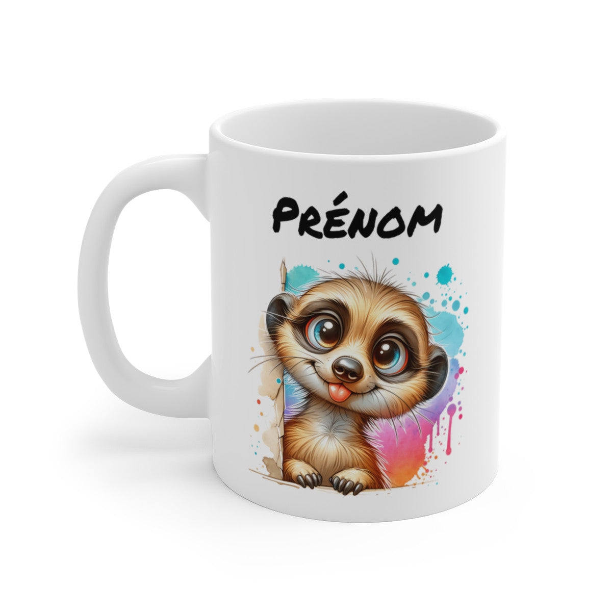 Tasse Suricate Kawaii Personnalisable – Mug Animaux avec Prénom – Cadeau Original 325ml
