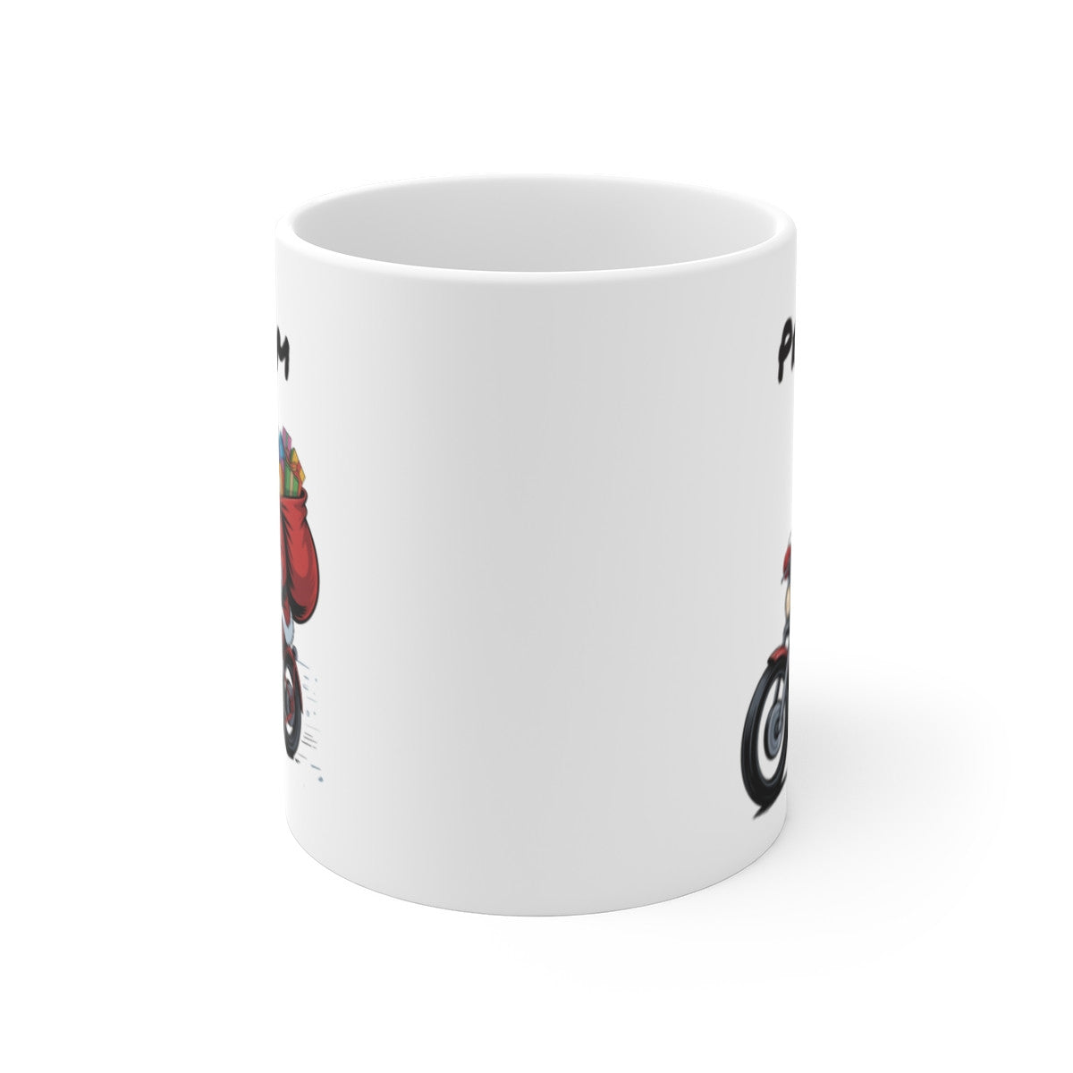 Mug Personnalisé Père Noël à Moto 325ml – Tasse Céramique Prénom Cadeau Original Motard