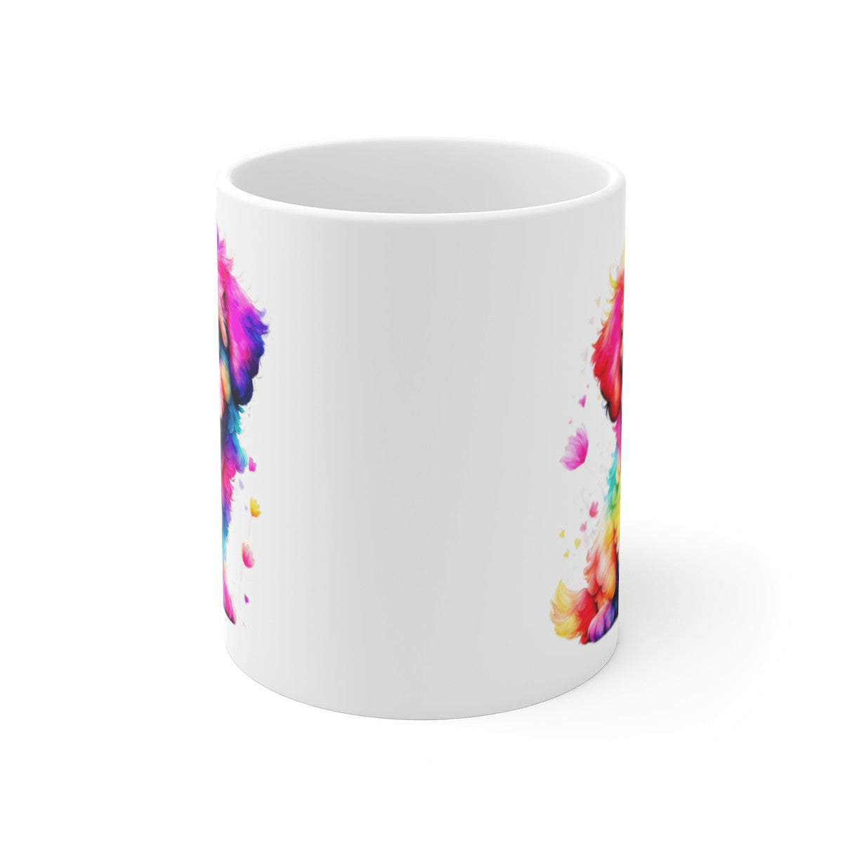 Mug Chiot Coloré 325ml – Tasse Céramique Chien Arc-en-Ciel Style Aquarelle – Cadeau Original Animal Mignon