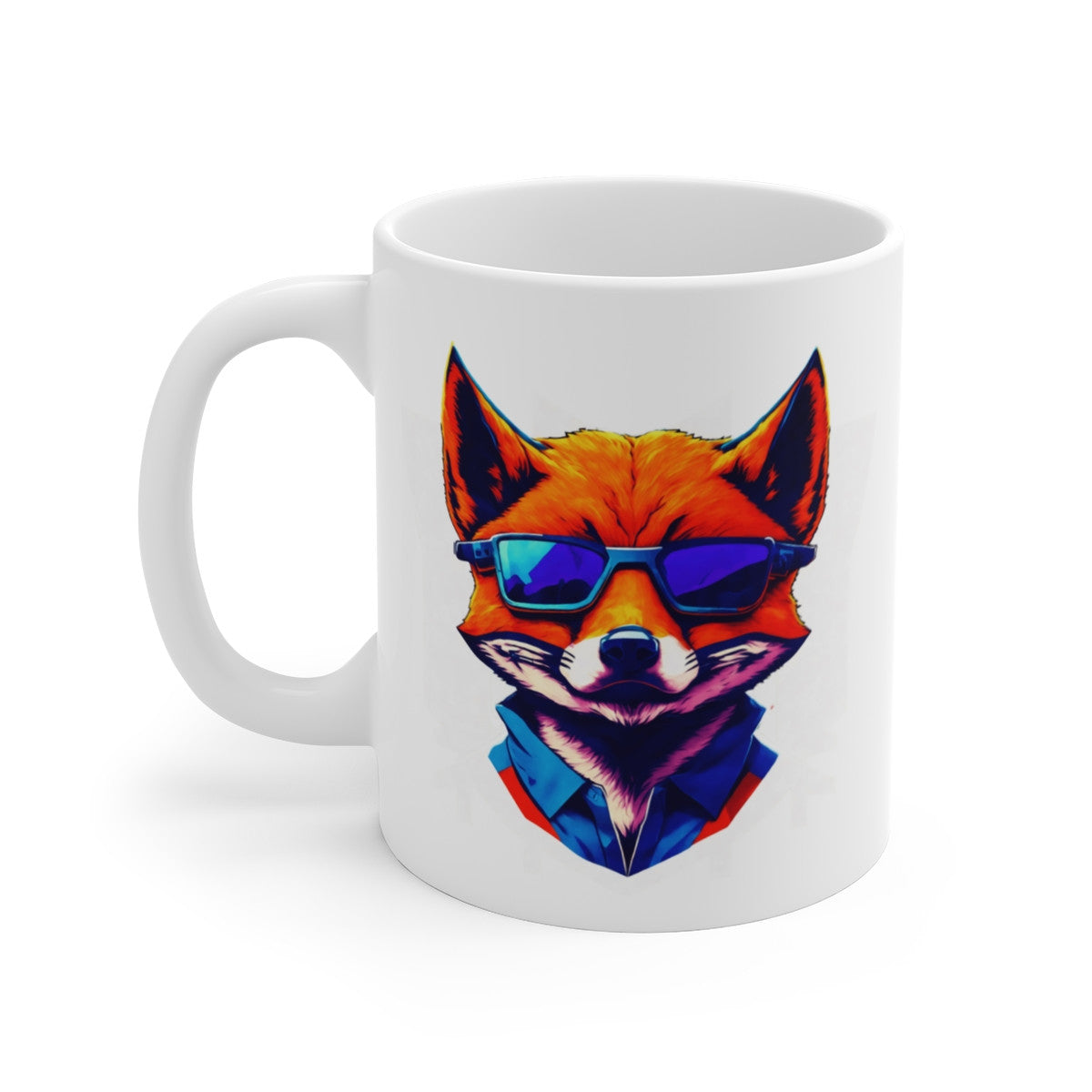 Mug Renard Stylisé 325ml – Tasse Céramique Design Moderne Coloré – Cadeau Original Animal Cool avec Lunettes