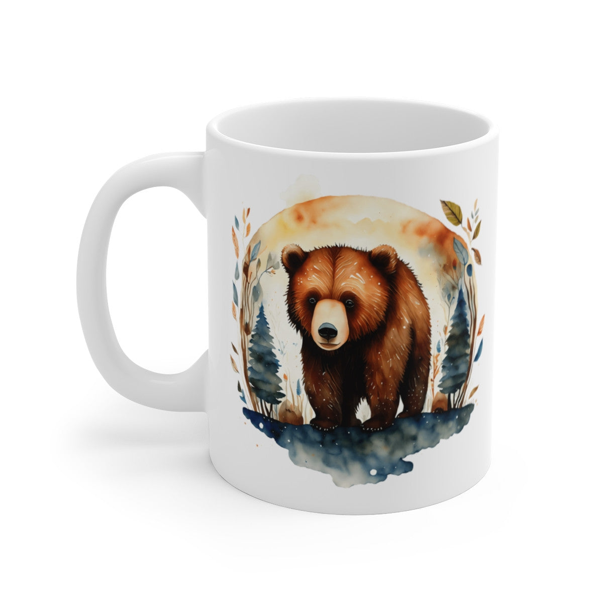 Mug Ours Aquarelle 325ml – Tasse Céramique Design Nature Forêt – Cadeau Original Animal Sauvage