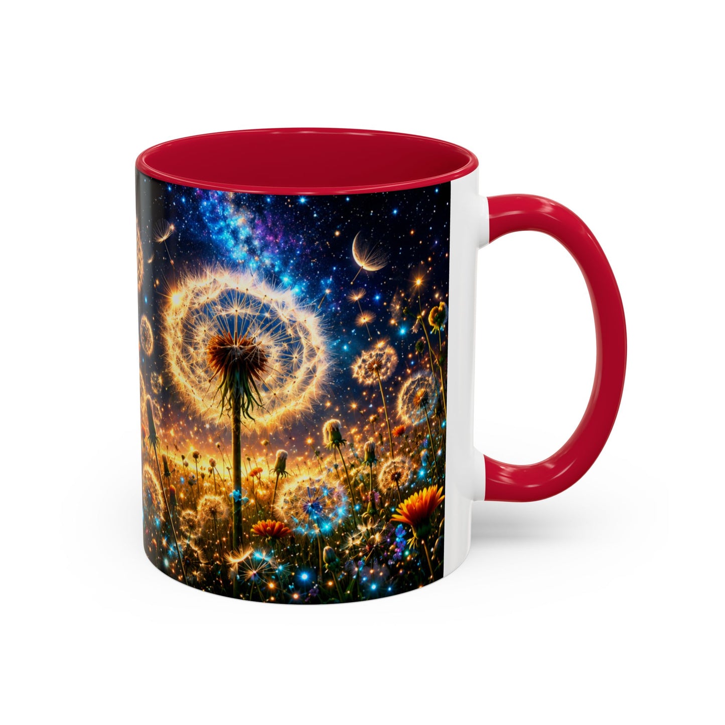 Tasse Pissenlit Féérique – Mug Fleur Cosmique et Étoiles – Cadeau Nature Bohème 325ml