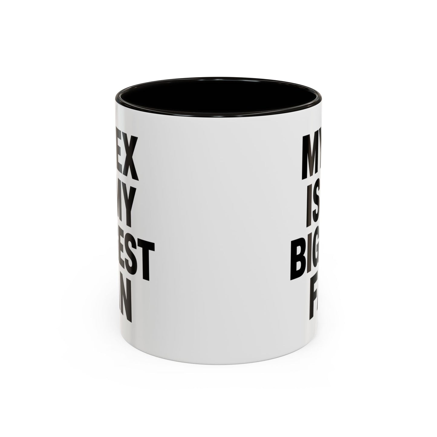 Mug Humour Anglais – My Ex Is My Biggest Fan – Tasse Citation Drôle et Sarcastique – Cadeau Original Céramique 325ml Noir Bleu Rouge