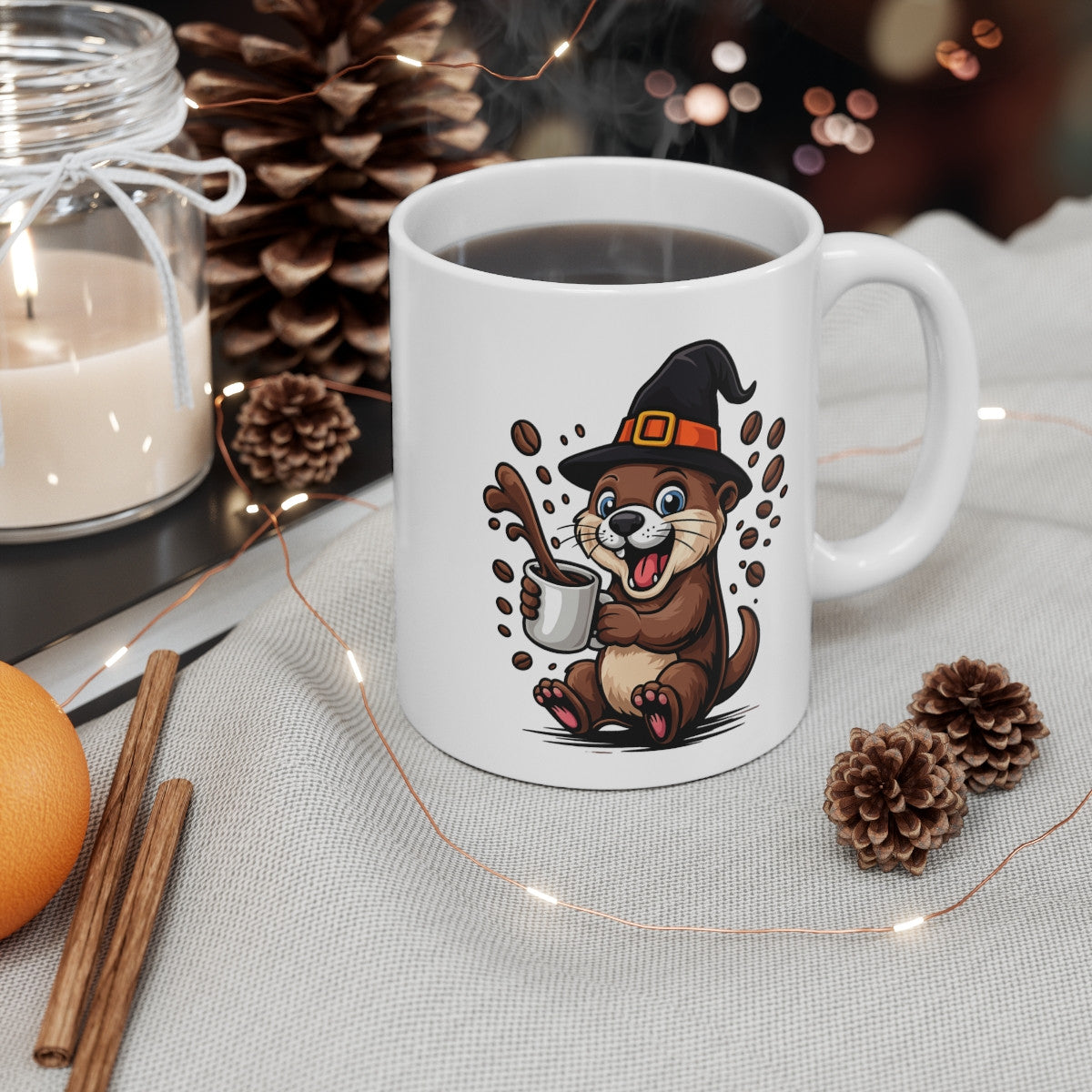 Mug Loutre Sorcier Halloween 325ml – Tasse Céramique Drôle avec Café Débordant – Cadeau Original Fête d’Halloween