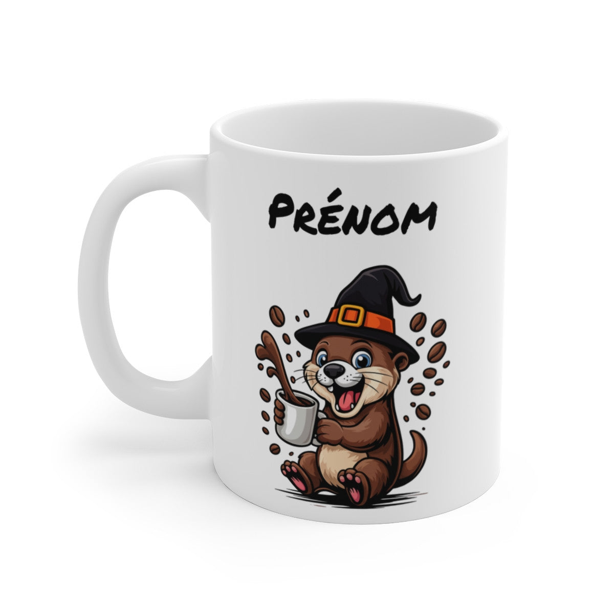 Mug Personnalisé Loutre Sorcier Halloween 325ml – Tasse Céramique Prénom Drôle et Festif – Cadeau Original