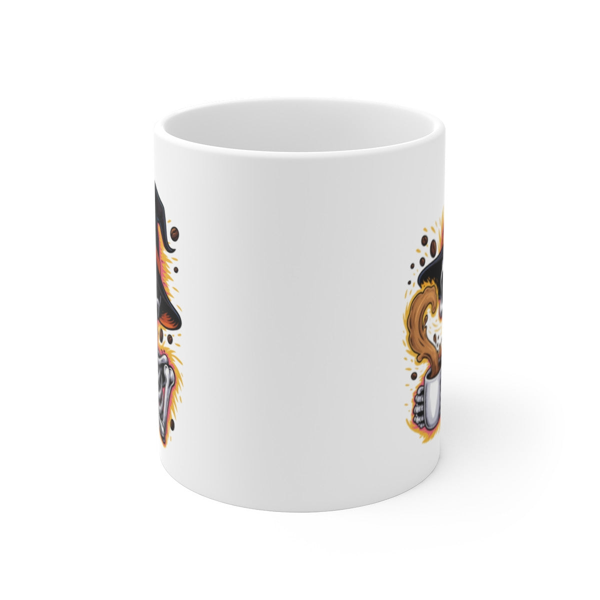 Mug Halloween Squelette Sorcier – Tasse Céramique 325ml – Illustration Effrayante et Drôle – Cadeau Café ou Thé